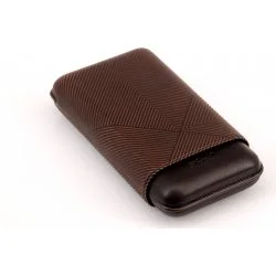 Husă din piele maro Davidoff XL-3 cu frunză, pentru trabucuri