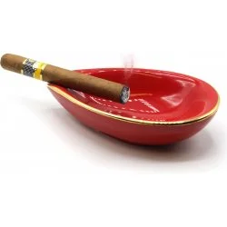 Scrumieră ceramică roșie adorini pentru trabuc, model frunză