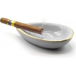 Scrumieră ceramică albă adorini pentru trabuc, model frunză