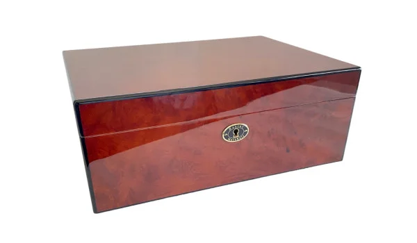 Humidor Daniel Marshall castaniu cu finisaj de nod lemnos imagine 3