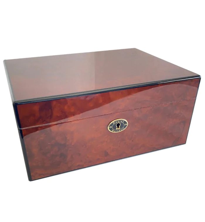 Humidor Daniel Marshall maro-auriu cu finisaj de nod lemnos imagine 3