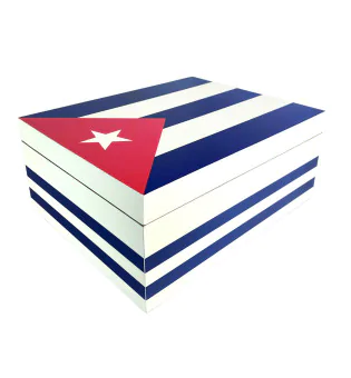 Humidor alb cu steagul cubanez pentru 50-75 de trabucuri