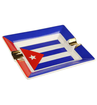 Scrumieră din ceramică, cu steagul cubanez, pentru trabucuri