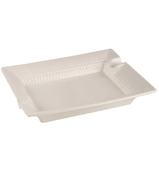 Scrumieră din ceramică albă pentru trabucuri cu model de fagure