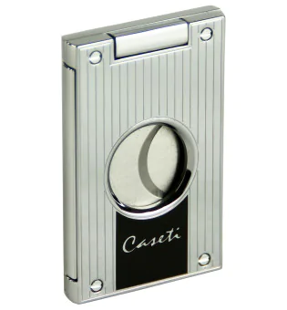 Cutter Caseti cromat cu linii negre pentru trabucuri