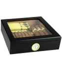 Humidor negru BigSmoke cu capac din sticlă