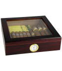 Humidor maro BigSmoke cu capac de sticlă
