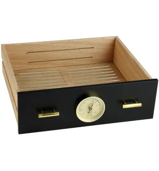 Sertar pentru adorini Humidor Chianti medium negru cu gaura pentru higrometru imagine 5