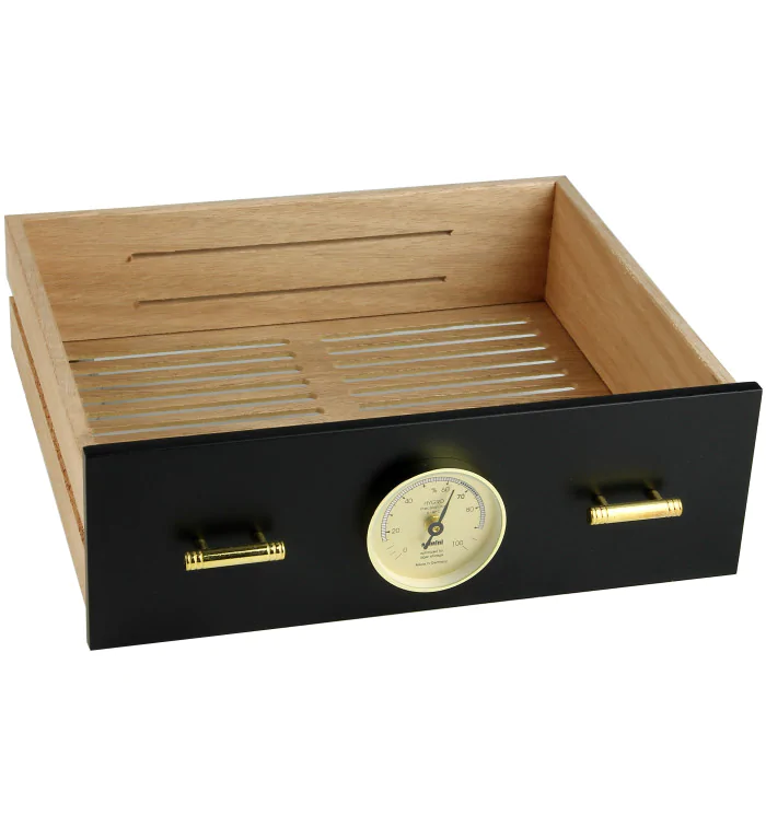 Sertar pentru adorini Humidor Chianti medium negru cu gaura pentru higrometru imagine 5