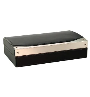 Humidor de voiaj din piele neagră cu tăietor de trabucuri