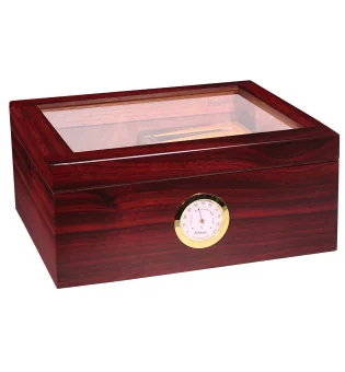 Humidor BigSmoke Medium maro cu capac de sticlă