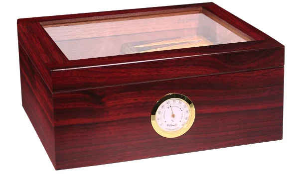 Humidor BigSmoke Medium maro cu capac de sticlă