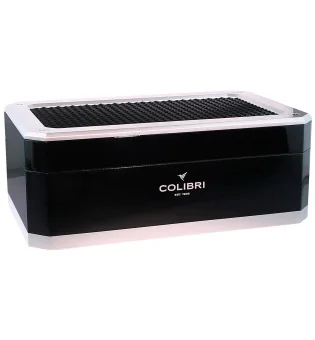 Humidor Colibri Rally negru cu argintiu