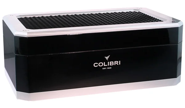 Humidor Colibri Rally negru cu argintiu