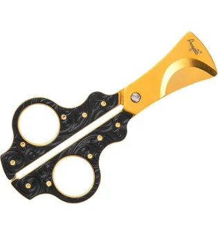 Foarfecă Angelo High-End pentru trabucuri, metal negru și auriu