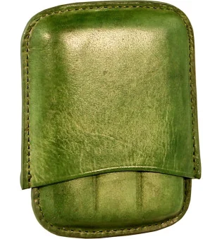 Husă Angelo din piele verde pentru 3 trabucuri