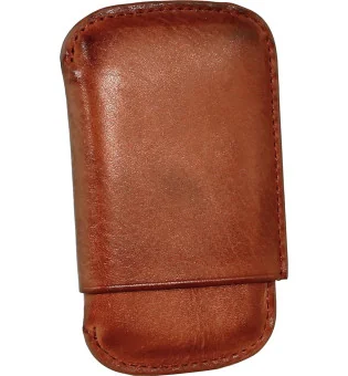 Husă Angelo din piele culoarea coniacului, pentru 4 trabucuri/țigarete