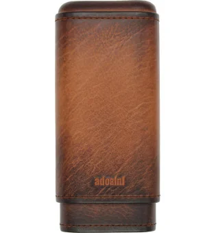 Husă adorini din piele naturală maro cu aspect vintage pentru 2-3 trabucuri