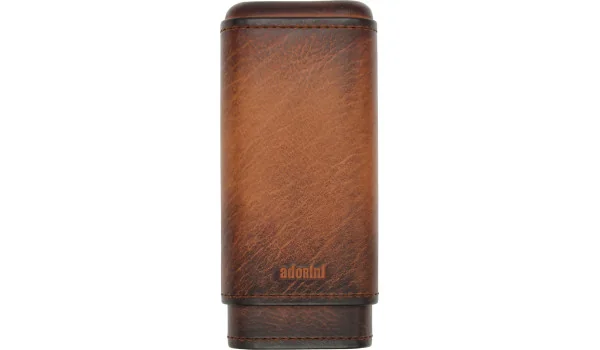 Husă adorini din piele naturală maro cu aspect vintage pentru 2-3 trabucuri