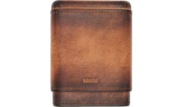 Husă adorini din piele naturală maro cu aspect vintage pentru 3-5 trabucuri