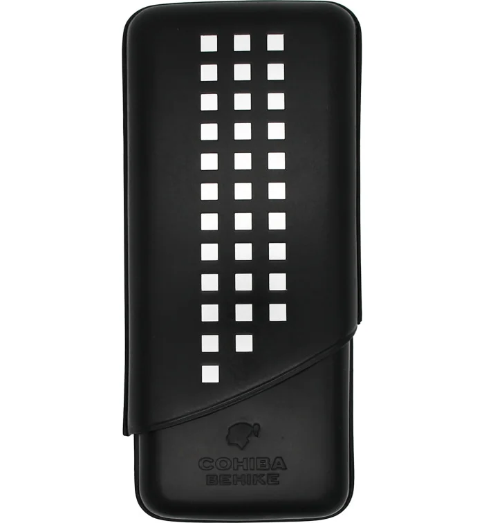 Husă triplă din piele neagră Cohiba Behike pentru trabucuri imagine 2