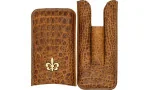 Husă Montecristo Fleur de Lis din piele maro cu model de crocodil pentru 3 trabucuri
