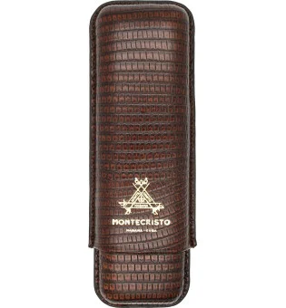 Etui pentru trabucuri Montecristo, piele maro, pentru 2 trabucuri