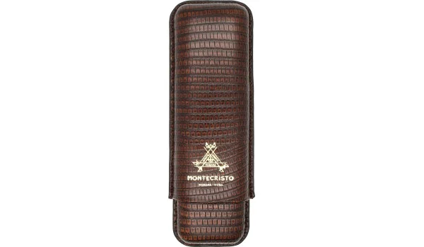 Etui pentru trabucuri Montecristo, piele maro, pentru 2 trabucuri