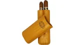 Etui pentru trabucuri Partagas din piele, culoare muștar, pentru 2 trabucuri