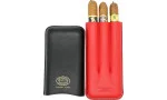 Husă din piele Partagas Series, neagră și roșie, cu logo auriu