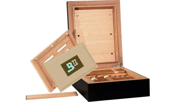BigSmoke Humidor Mini Black cu pachet Boveda 72%