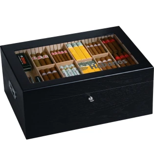 Humidor Habanos Gastronomy negru mătăsos