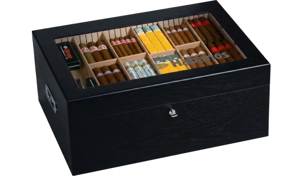 Humidor Habanos Gastronomy negru mătăsos imagine 6